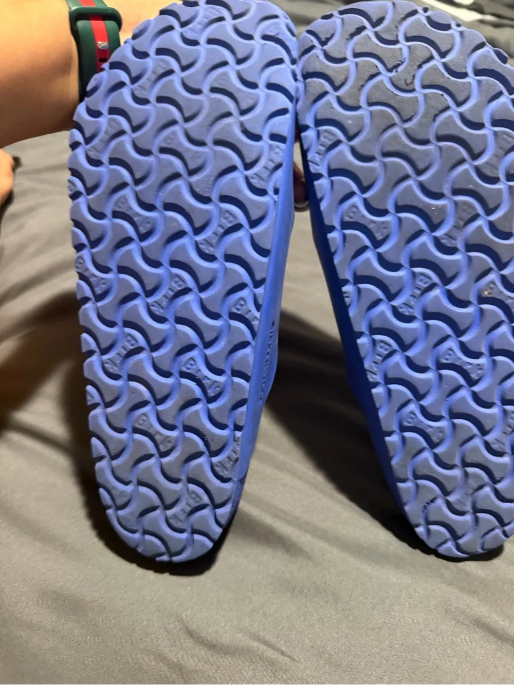 Birkenstock Arizona Essentials Men's Blue Dual-Strap Slide Sandals